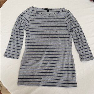Green Envelope Gray and Navy Blue Striped Top